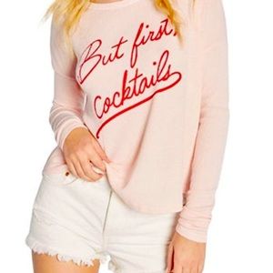 WILDFOX But First Cocktails Sweatshirt in Peach Whip XL
